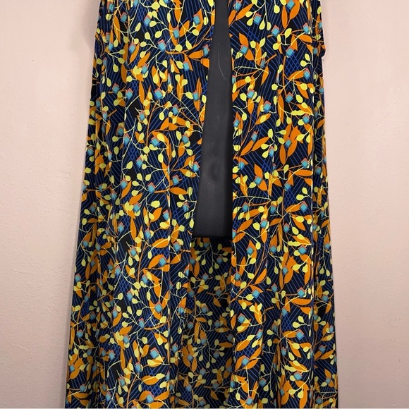 Small LuLaRoe Colorful Duster Vest Floral Leaf Print Sleeveless Vibrant Open - Picture 4 of 12